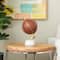 12" Brown Leather Handmade Stitched Globe with White Marble Base